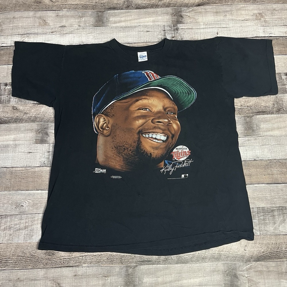 Kirby Puckett Shirt Size XL Black Vintage 90s Minnesota Twins MLB